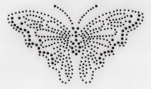 Butterfly Iron on Hot Fix Rhinestone Transfer --Black