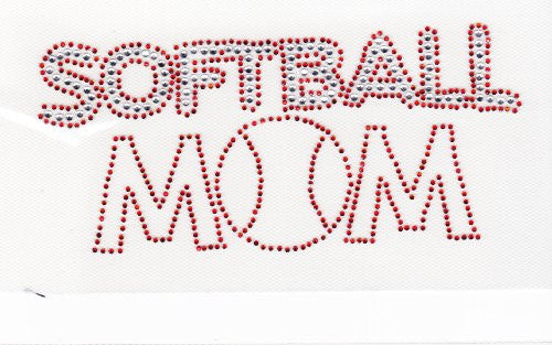 Softball MOM Iron on Hot Fix Rhinestone Transfer