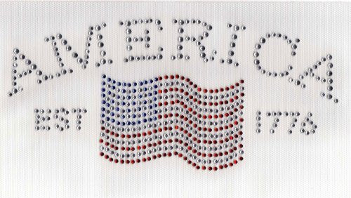 America and Flag -- Clear Red and Blue -- 9.5" x 4.5"