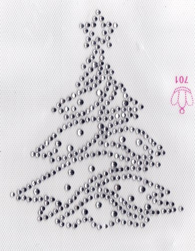 xMas Tree Iron On Hot Fix Rhinestone Transfer -- Clear