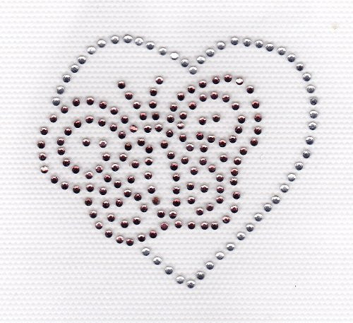 Butterfly and Heart Iron On Hot Fix Rhinestone Transfer --Amethyst and Clear