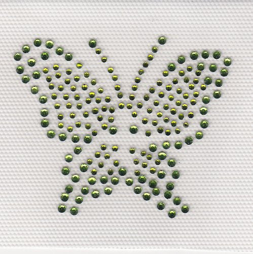 Butterfly Iron On Hot Fix Rhinestone Transfer --Green